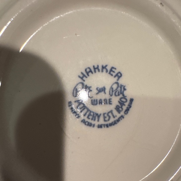 Harkerware Corinthian Dinner Plate 10.25” & 9” Bowl.Teal White Detail Rim - Picture 5 of 5